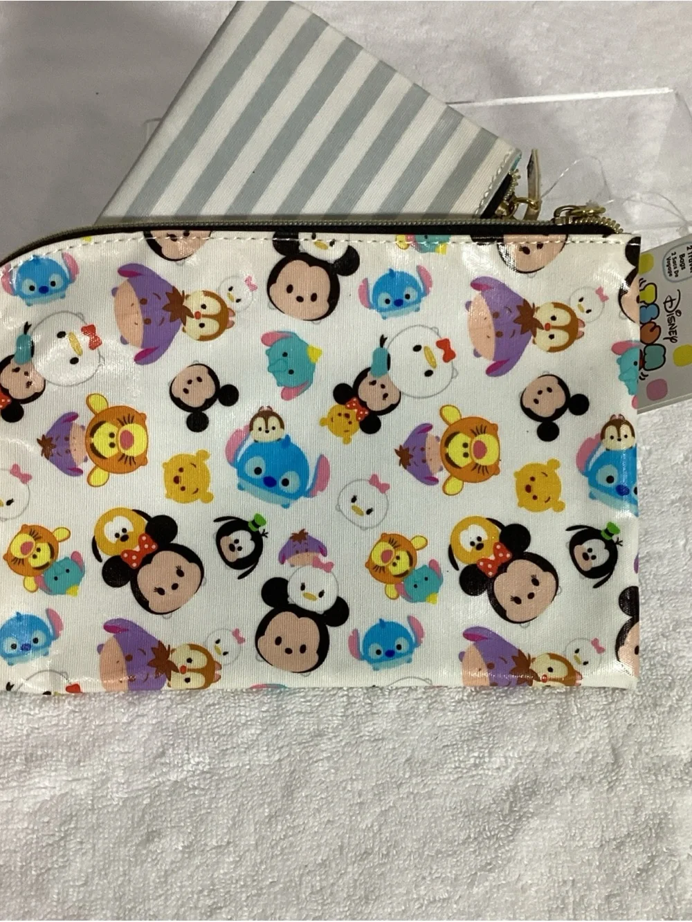 Disney Tsum Tsum Set of 2 Travel Zippered Cosmetic Bag Pouches NEW